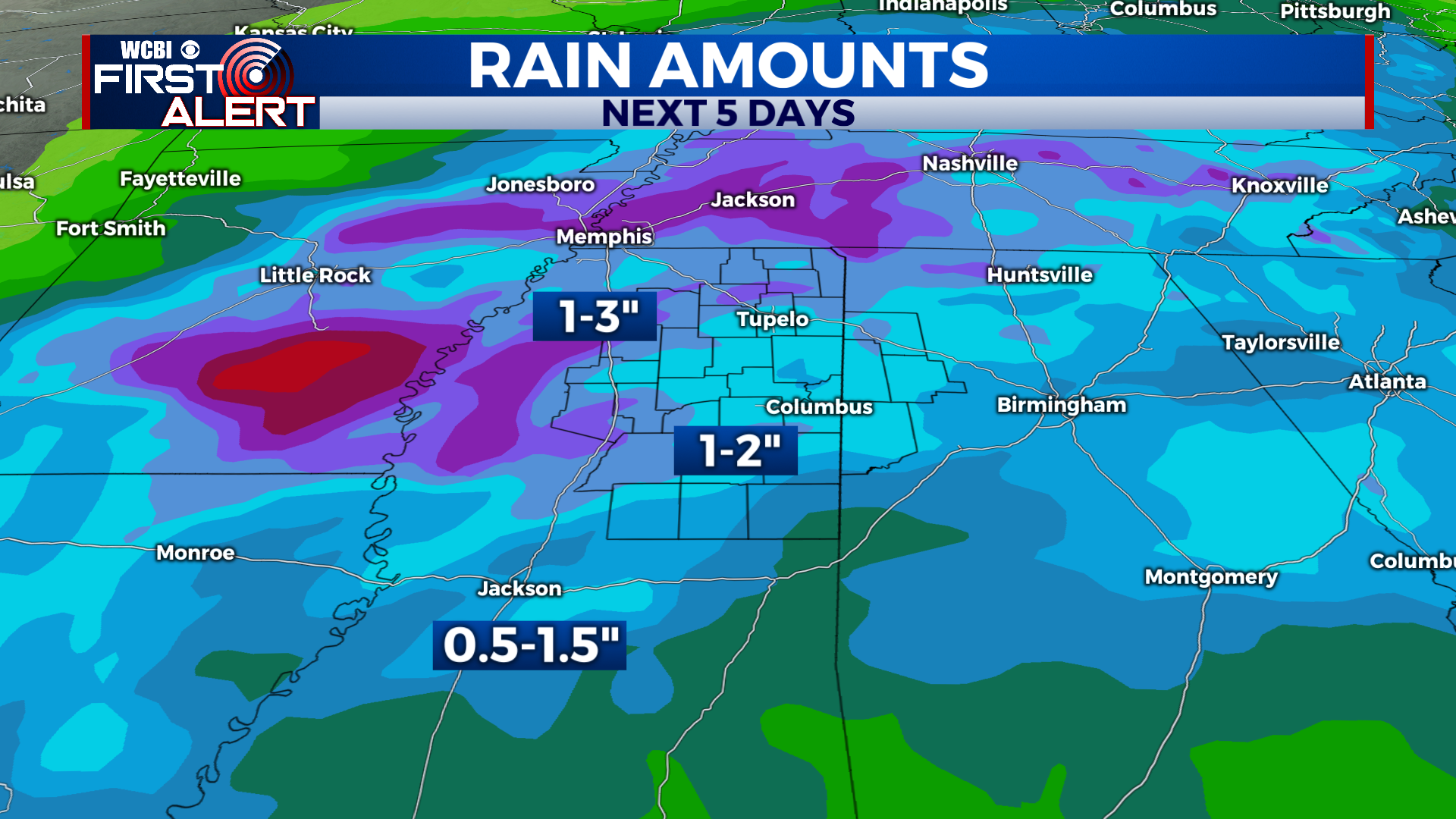 Saturday will remain dry ahead of rain and storms on Sunday