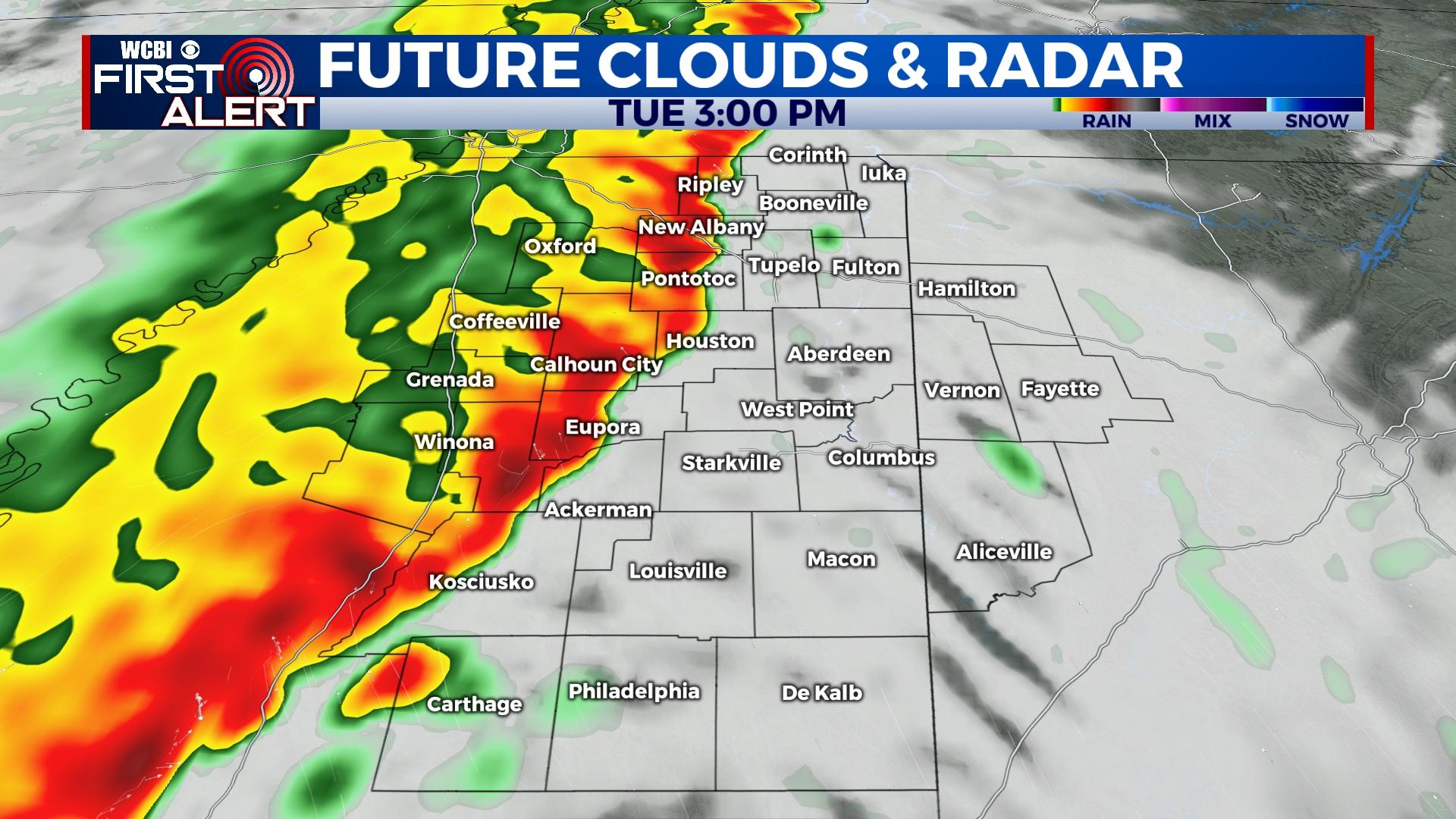 Heavy rain, severe storms likely on Tuesday - Home - WCBI TV | Telling ...