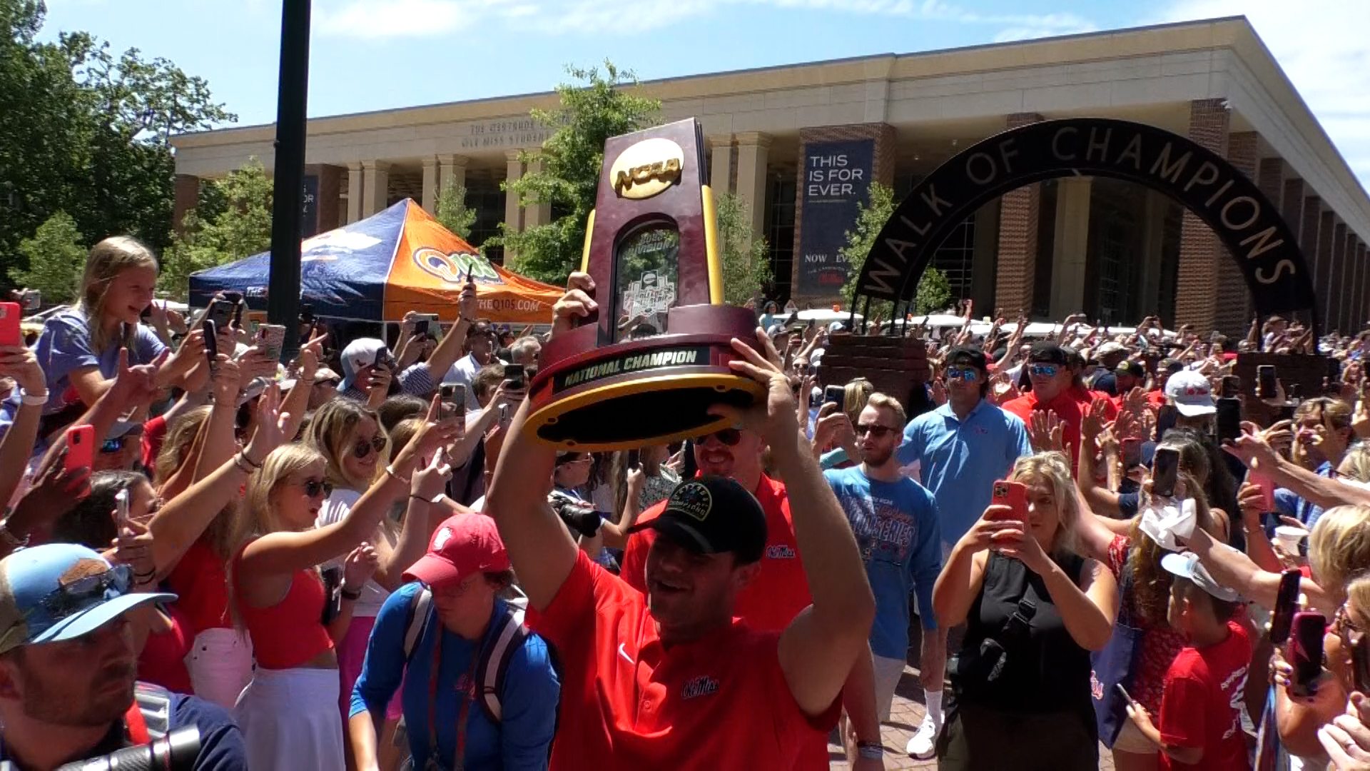 Ole Miss fans flood The Grove to welcome CWS champion Rebels