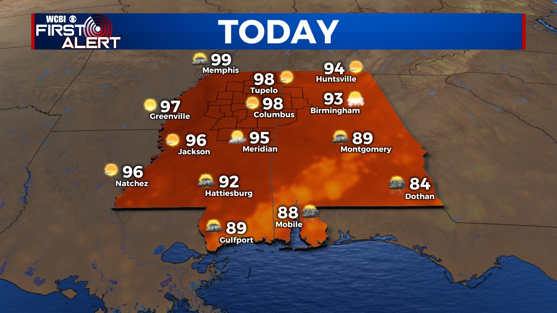 Hot Tuesday ahead of Wednesday storms - Home - WCBI TV | Telling Your Story