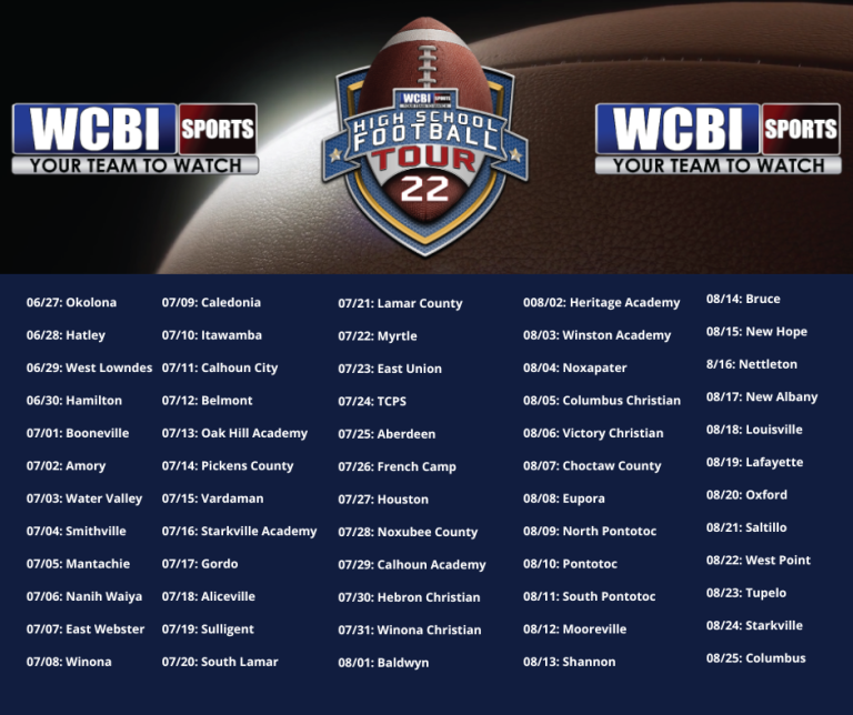 2022 High School Football Tour schedule Home WCBI TV Telling