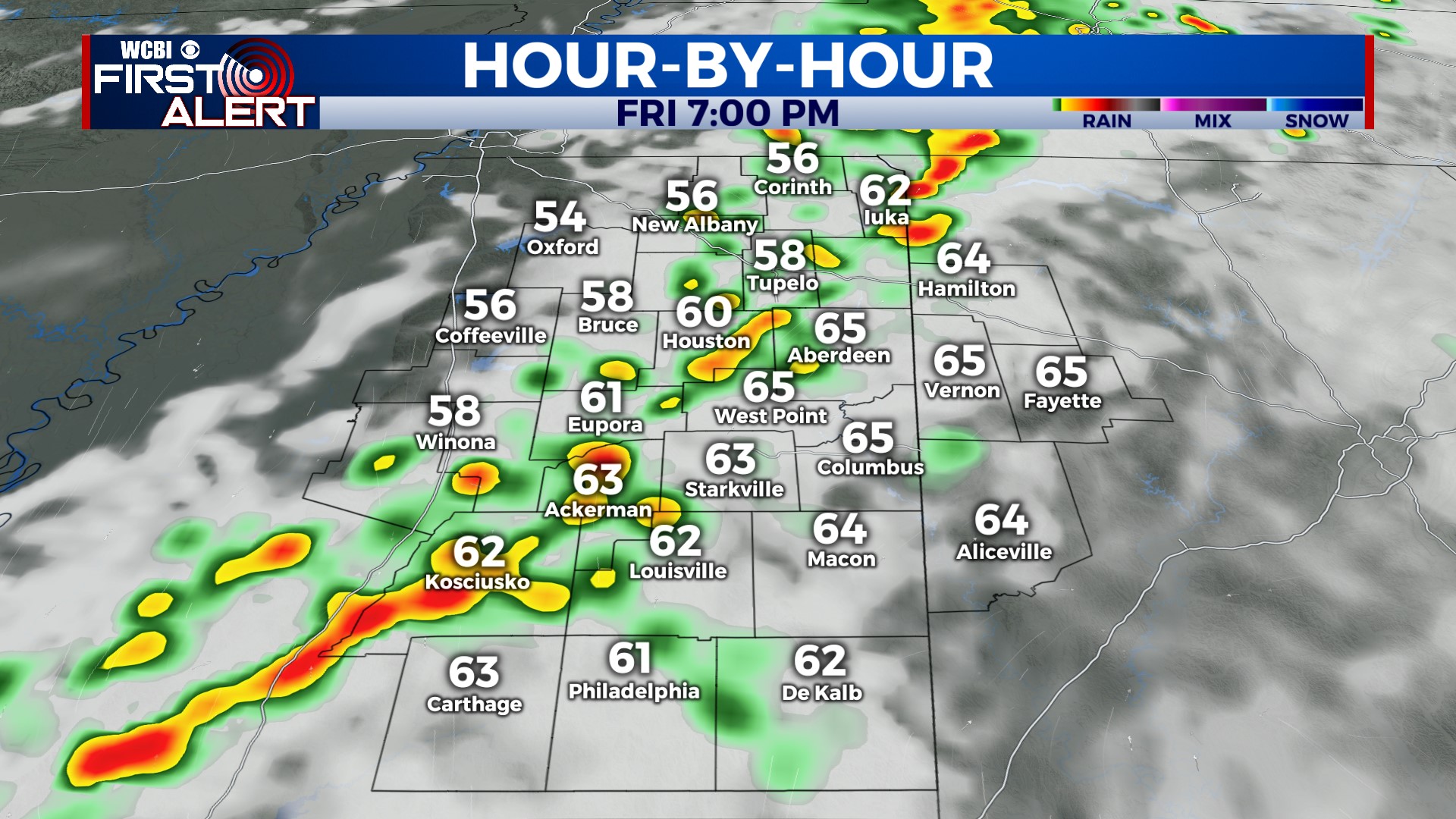Rain & storms Friday, trending cooler for weekend - Home - WCBI TV ...
