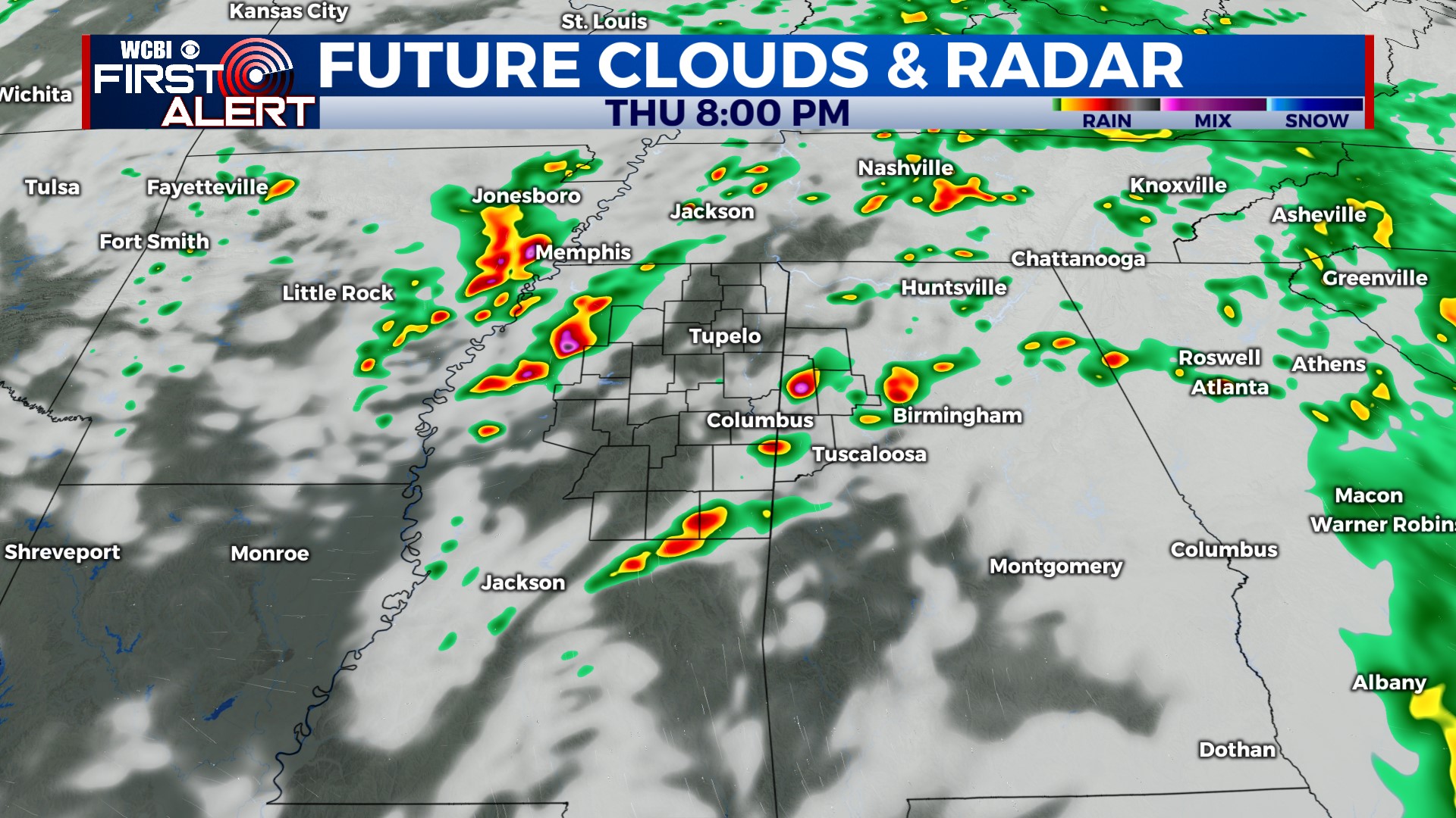 Rain & storms Thursday, drying for Friday - Home - WCBI TV | Telling ...