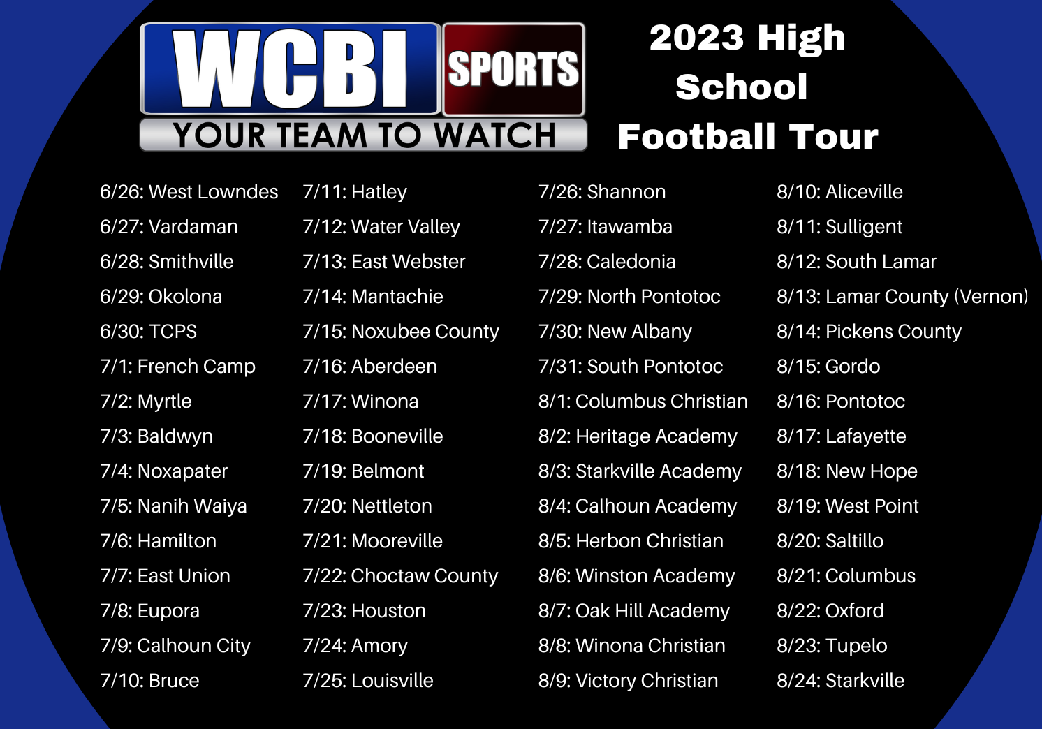 A look at the 2023 High School Football Tour schedule