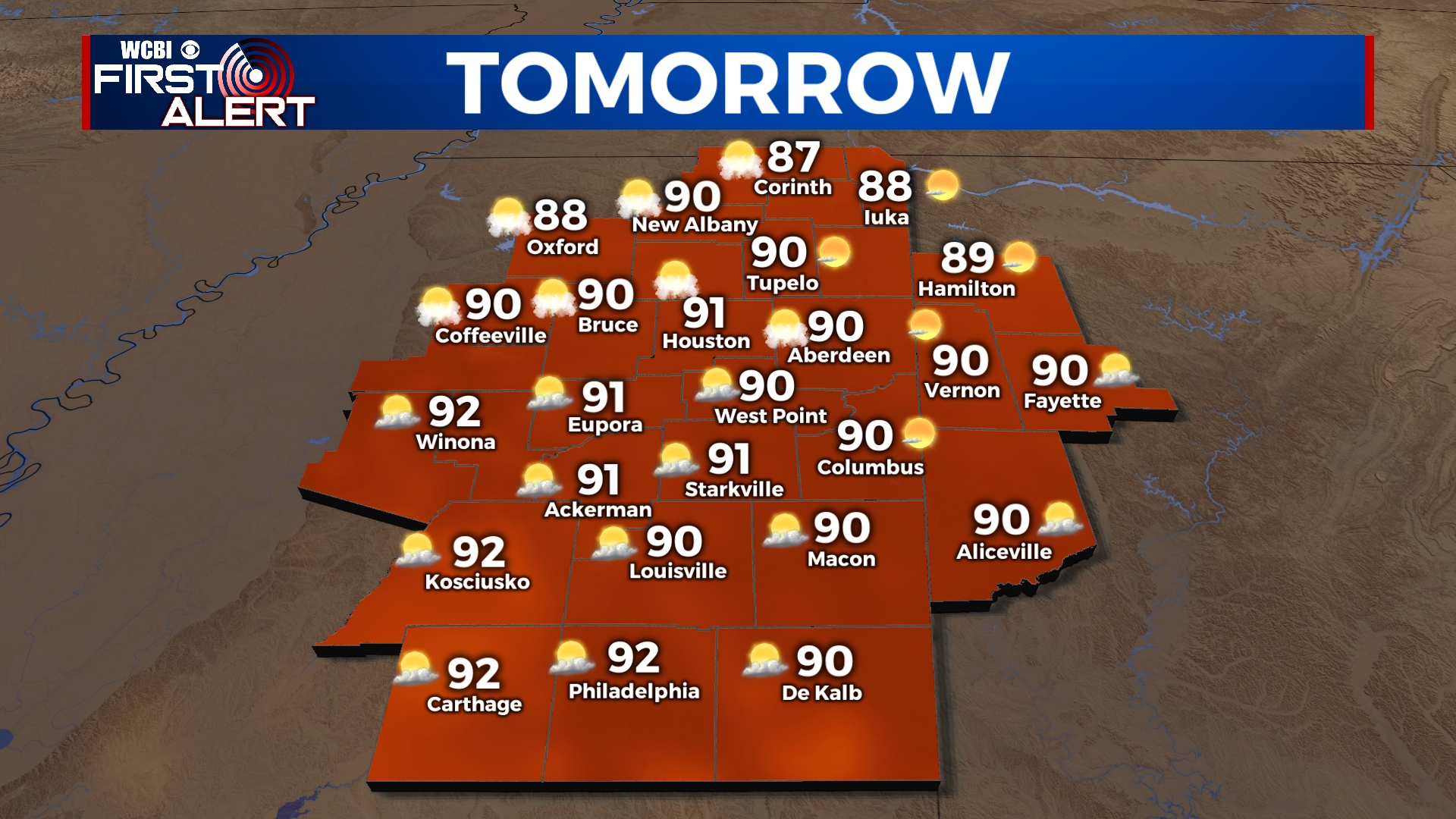 Hotter temps with a chance for rain - Home - WCBI TV | Telling Your Story