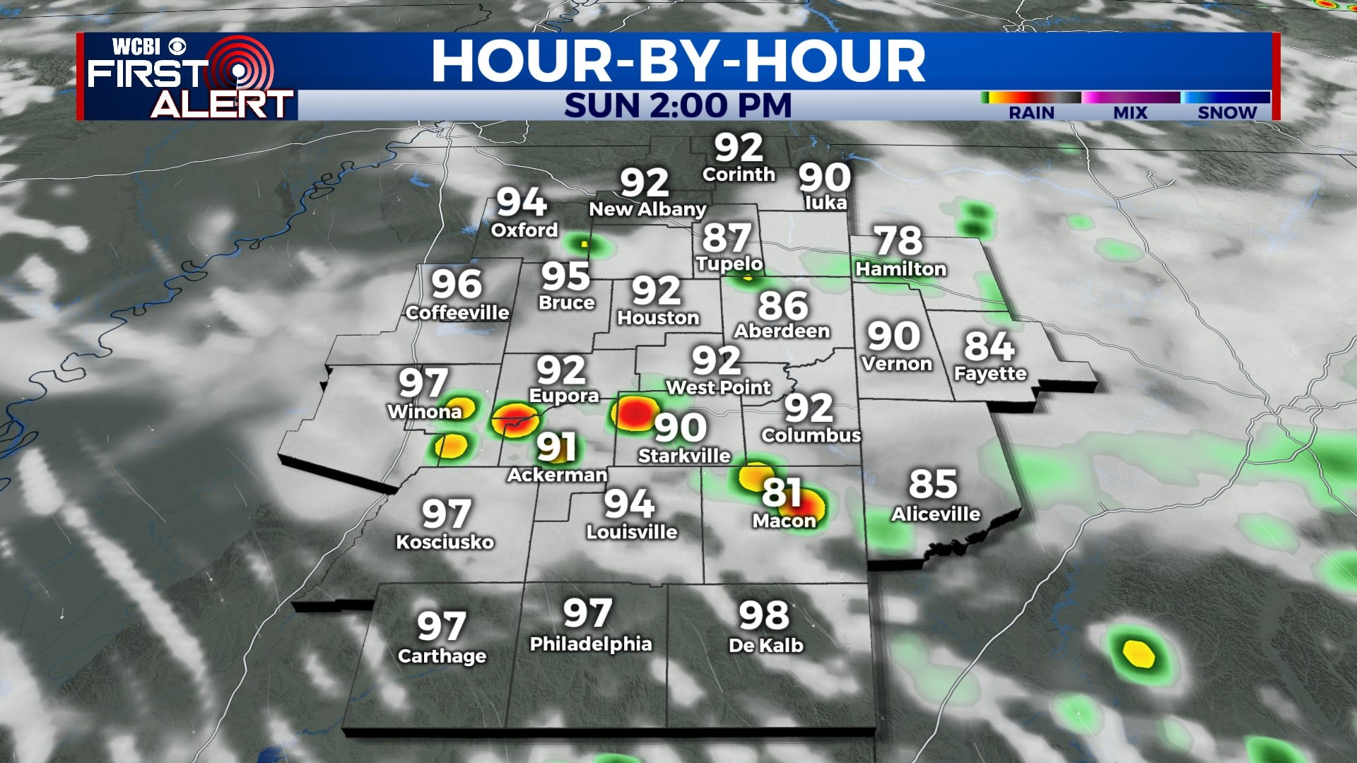 Isolated Storm Chance on Sunday - Home - WCBI TV | Telling Your Story