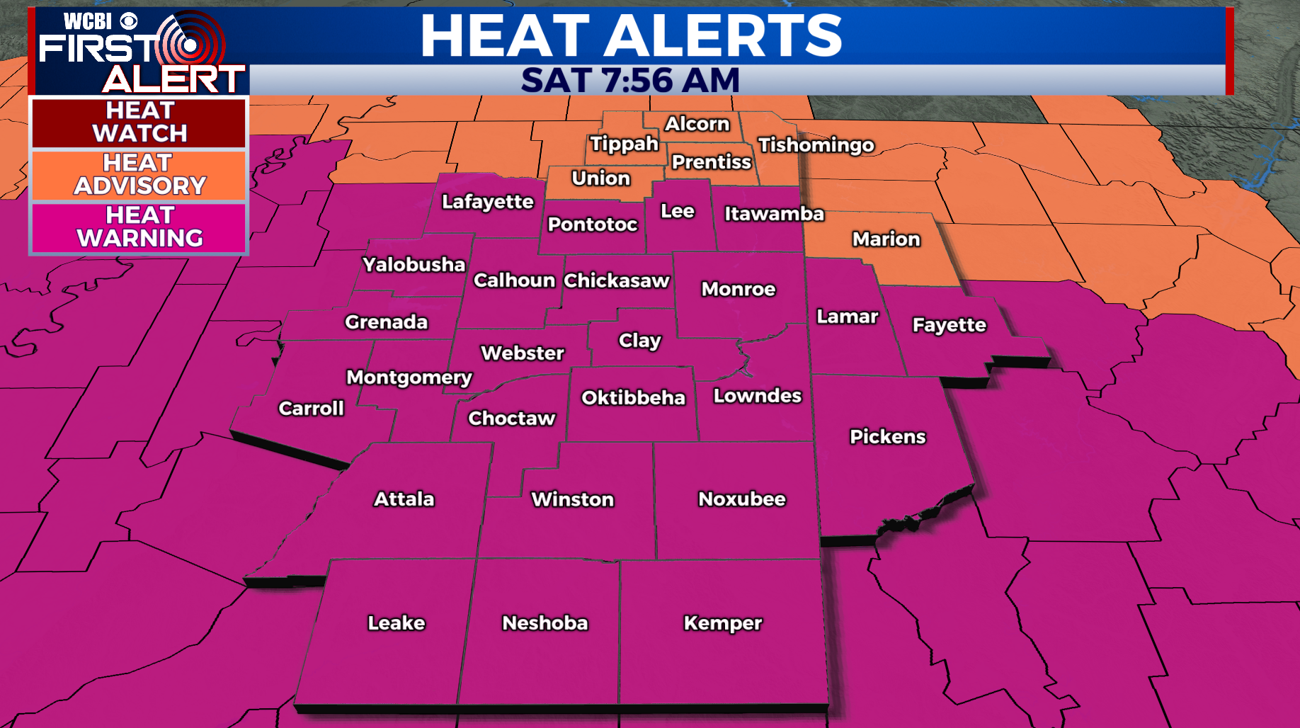 Excessive Heat Warnings Today - Home - WCBI TV | Telling Your Story