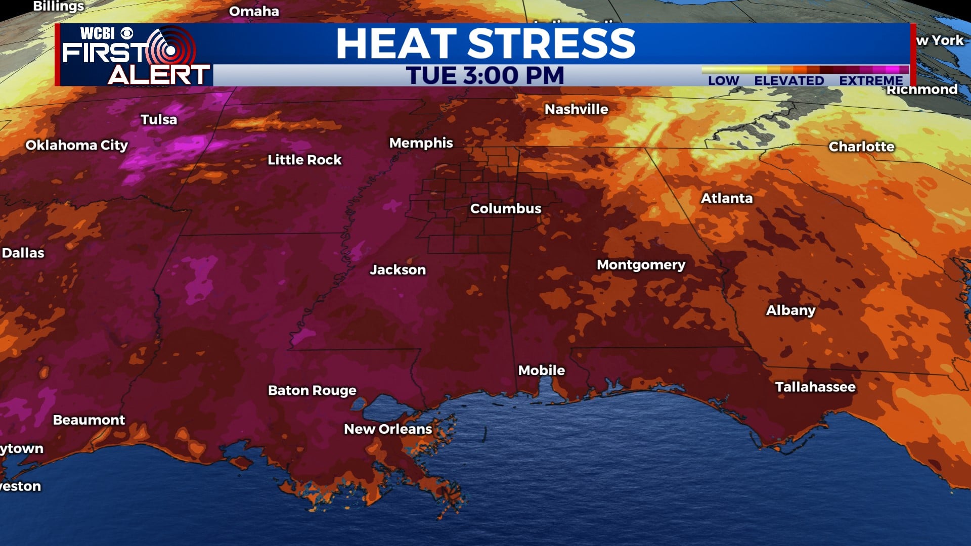 Heat wave continues, triple digit temps mid-week - Home - WCBI TV ...