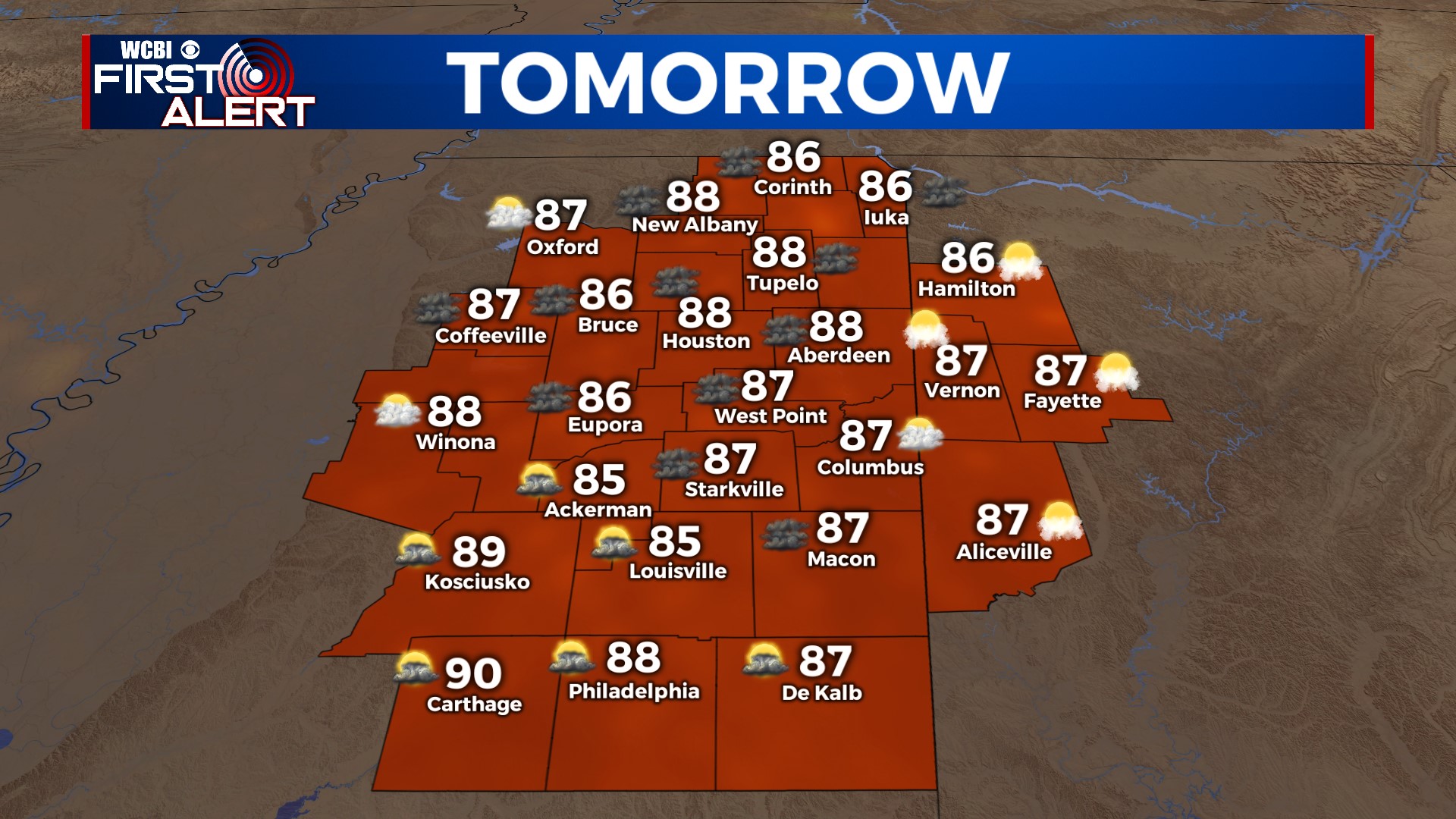 Warmer with some AM showers Sunday - Home - WCBI TV | Telling Your Story