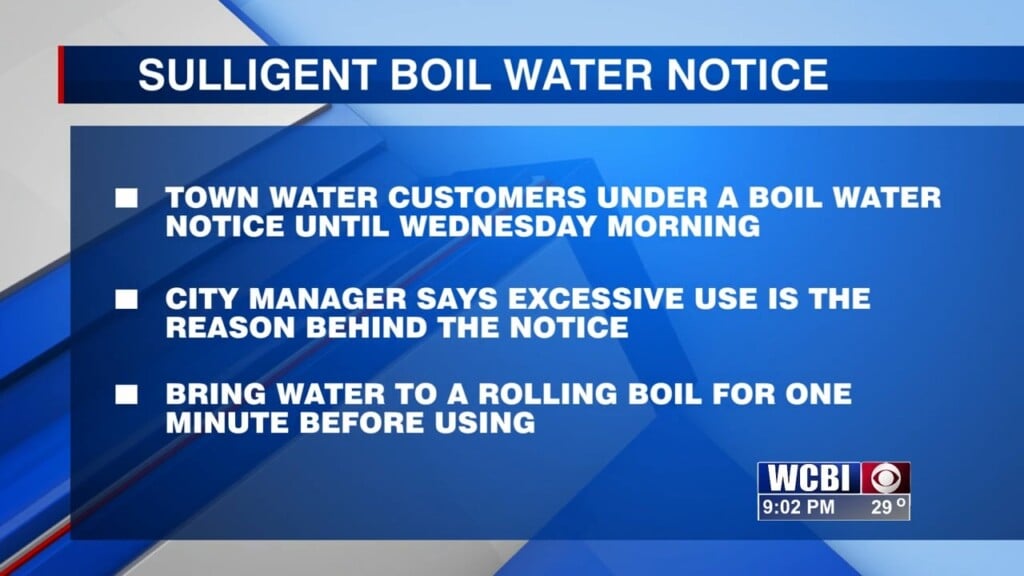 Sulligent Boil Water Notice Extended Until Wednesday, January 24