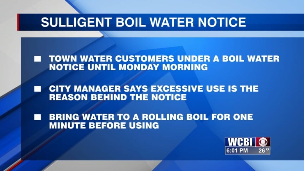 Sulligent Extends Boil Water Notice Additional 24 Hours