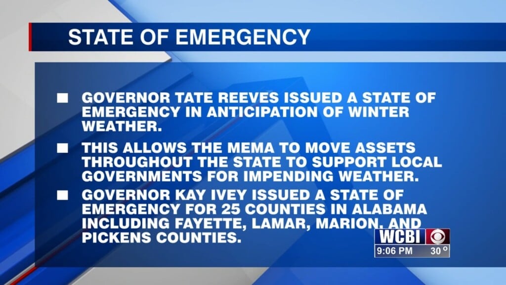 State Of Emergency Issued For Mississippi And Parts Of Alabama