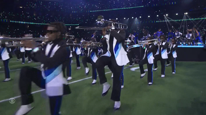JSU's Sonic Boom of the South performs with Usher at Super Bowl