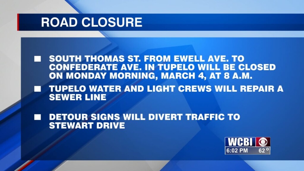 Road Closure In Tupelo May Affect Monday Morning Commute