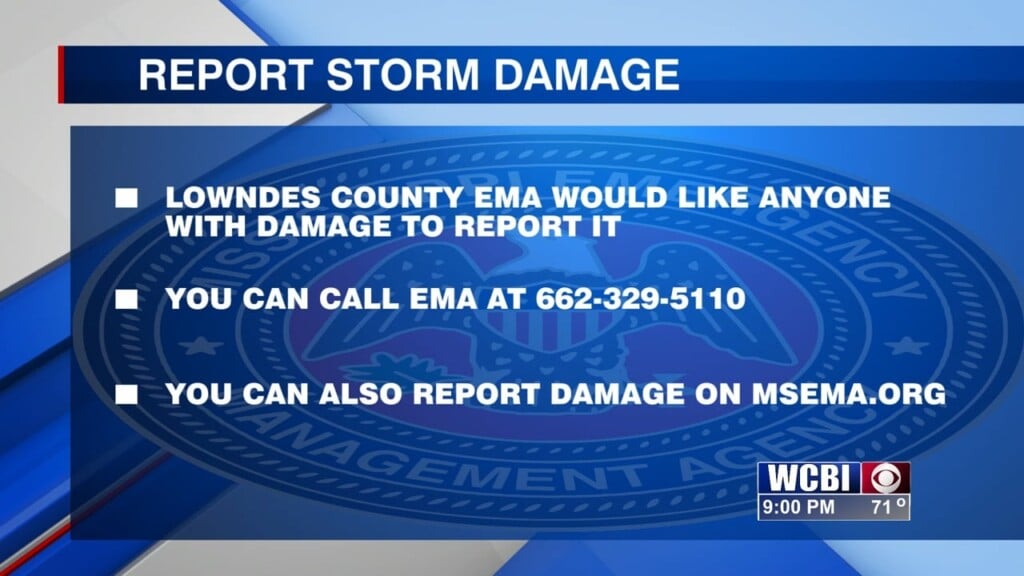 Lowndes County Ema Would Like Anyone With Damage To Report It