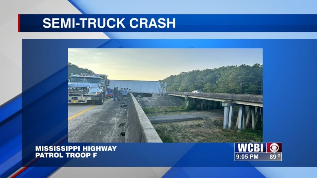 Mhp Reports Semi Truck Hanging Off Bridge In Tremont