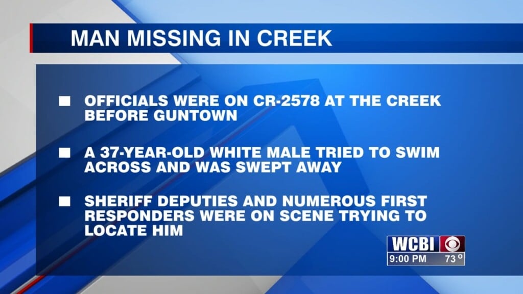 Officials On The Scene Of A Man Missing In A Creek Near Guntown