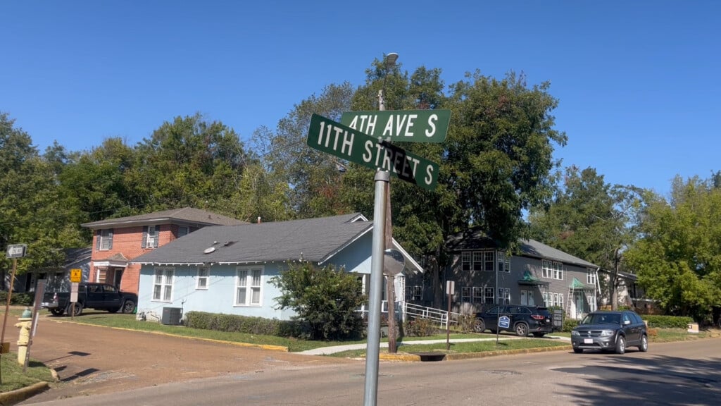 Blue House With St Sign