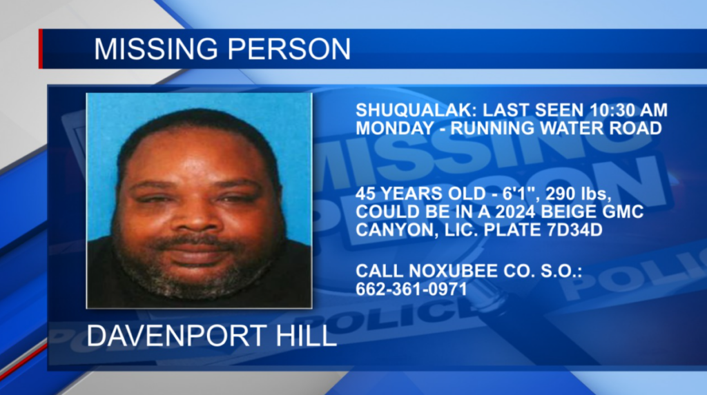 Shuqualak man missing in Noxubee Co.