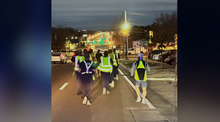 Tupelo Law Enforcement participates in a "Blue Run" marathon