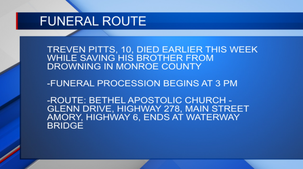 Amory residents asked to line funeral route for boy who drowned
