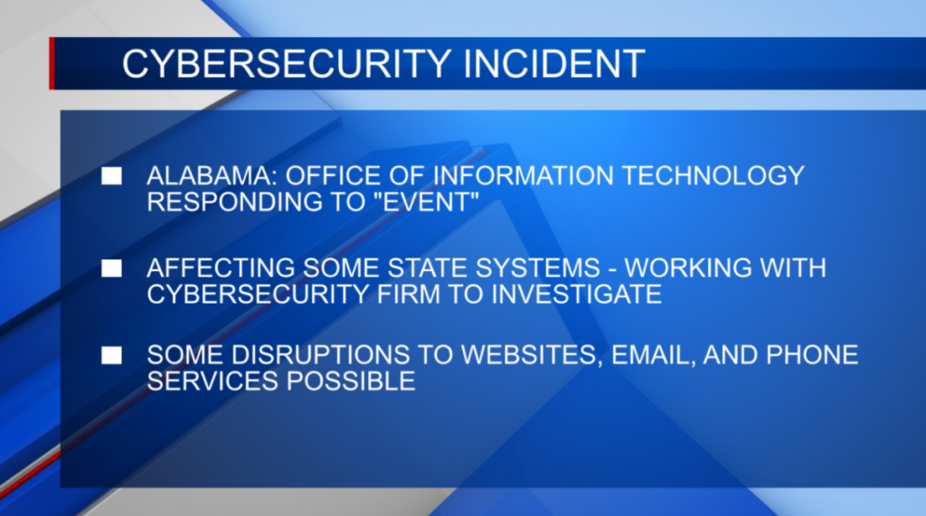 Alabama state government responds to cybersecurity event