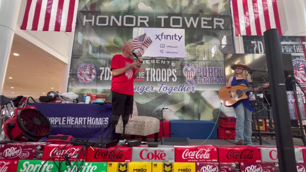 Disabled Marine camps out in the mall to raise money for veterans