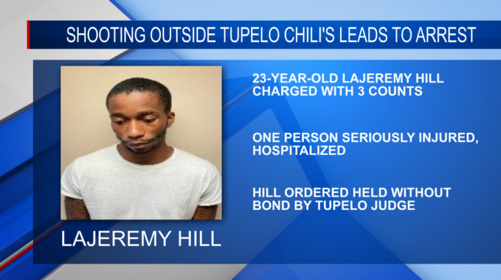 Man arrested after a shooting in Tupelo Chili's parking lot