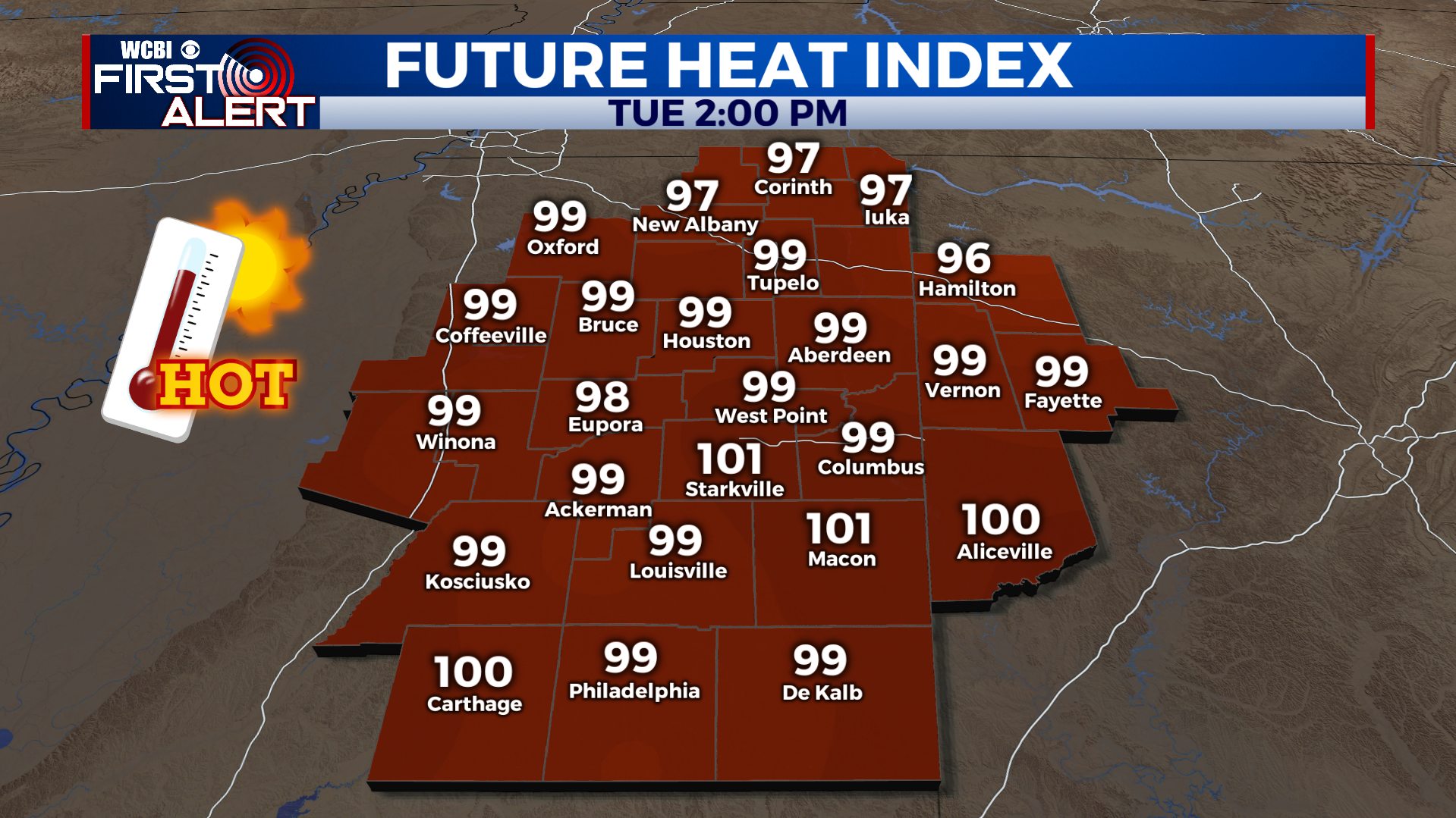Hot and humid week ahead - Home - WCBI TV | Telling Your Story