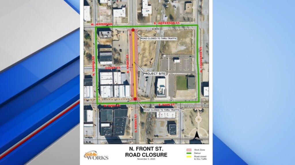 Front Street to be closed for repair by the City of Tupelo