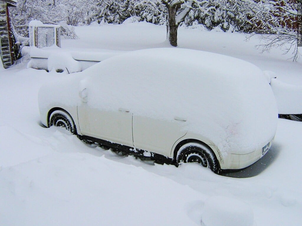 Snow-covered car