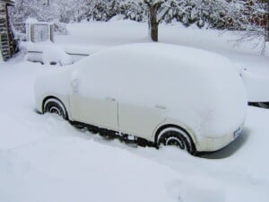 Snow-covered car