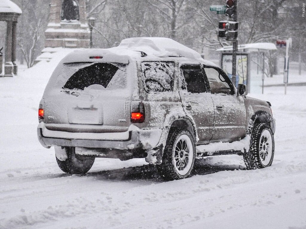 Snowy vehicle