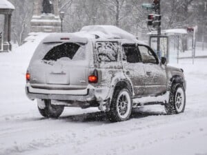 Snowy vehicle