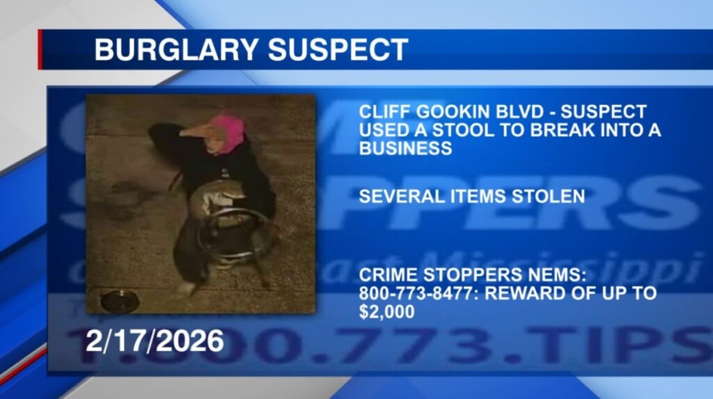 Tupelo police in search of suspect wanted for burglary of a business