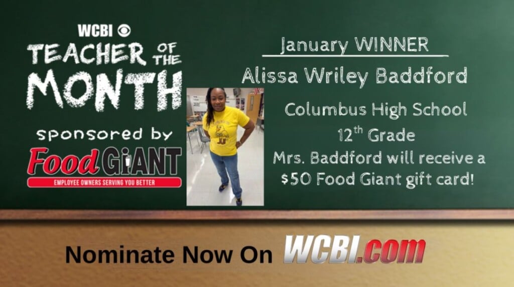 WCBI announces new Teacher of the Month for January