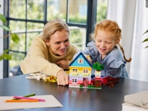 A mother and her child playing together