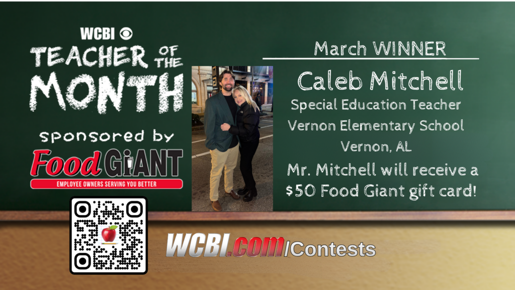 Teacher Of The Month Caleb Mitchell Vernon Elementary School