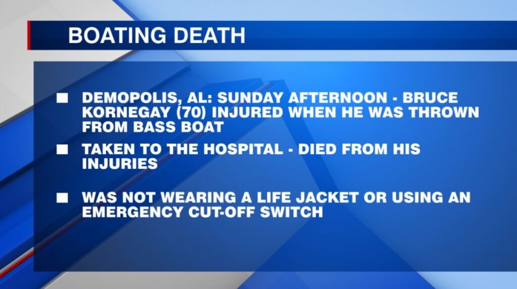 A man is dead after a boating accident in Demopolis, AL
