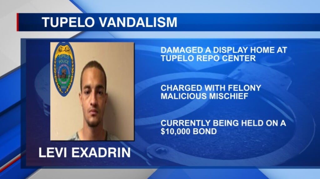 Man behind bars for vandalizing a business display in Tupelo