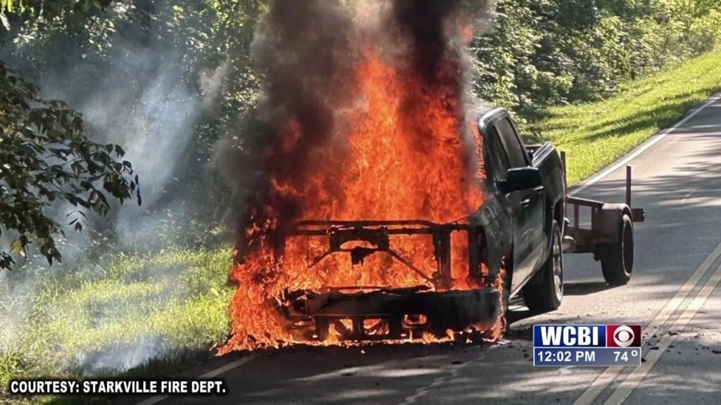 Firefighters Respond To A Truck On Fire In Starkville