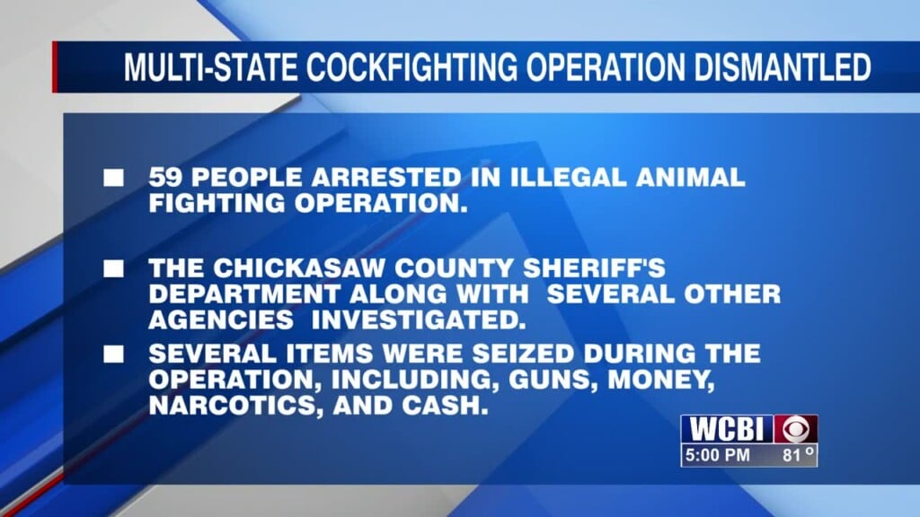 59 People Arrested In Large Scale Illegal Cockfighting Operation In Chickasaw Co.