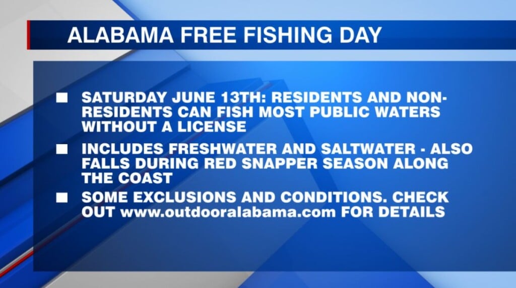 State of Alabama to host "Free Fishing Day" for residents and out-of-state visitors