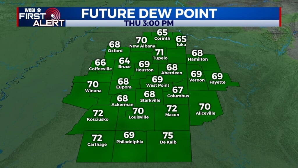 Projected dew points for this afternoon