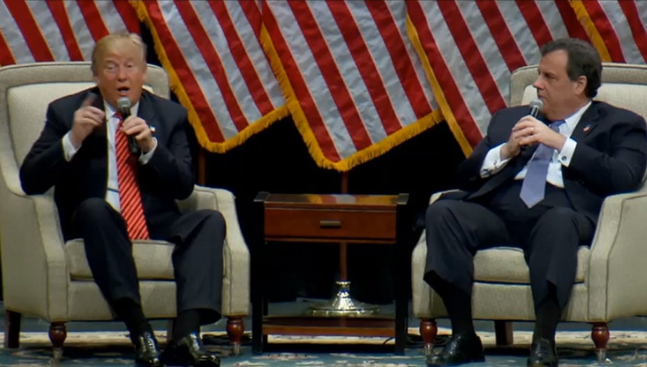 Donald Trump and Chris Christie at a rally in Hickory, NC