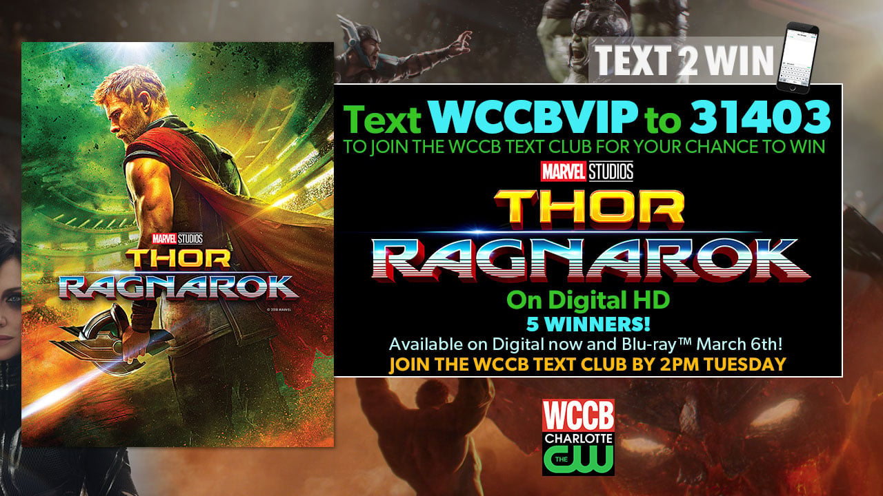 Thor Ragnarok Digital Download Text2Win HEADER - WCCB Charlotte's CW