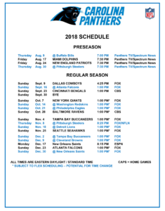 2018 Carolina Panthers Schedule - WCCB Charlotte's CW