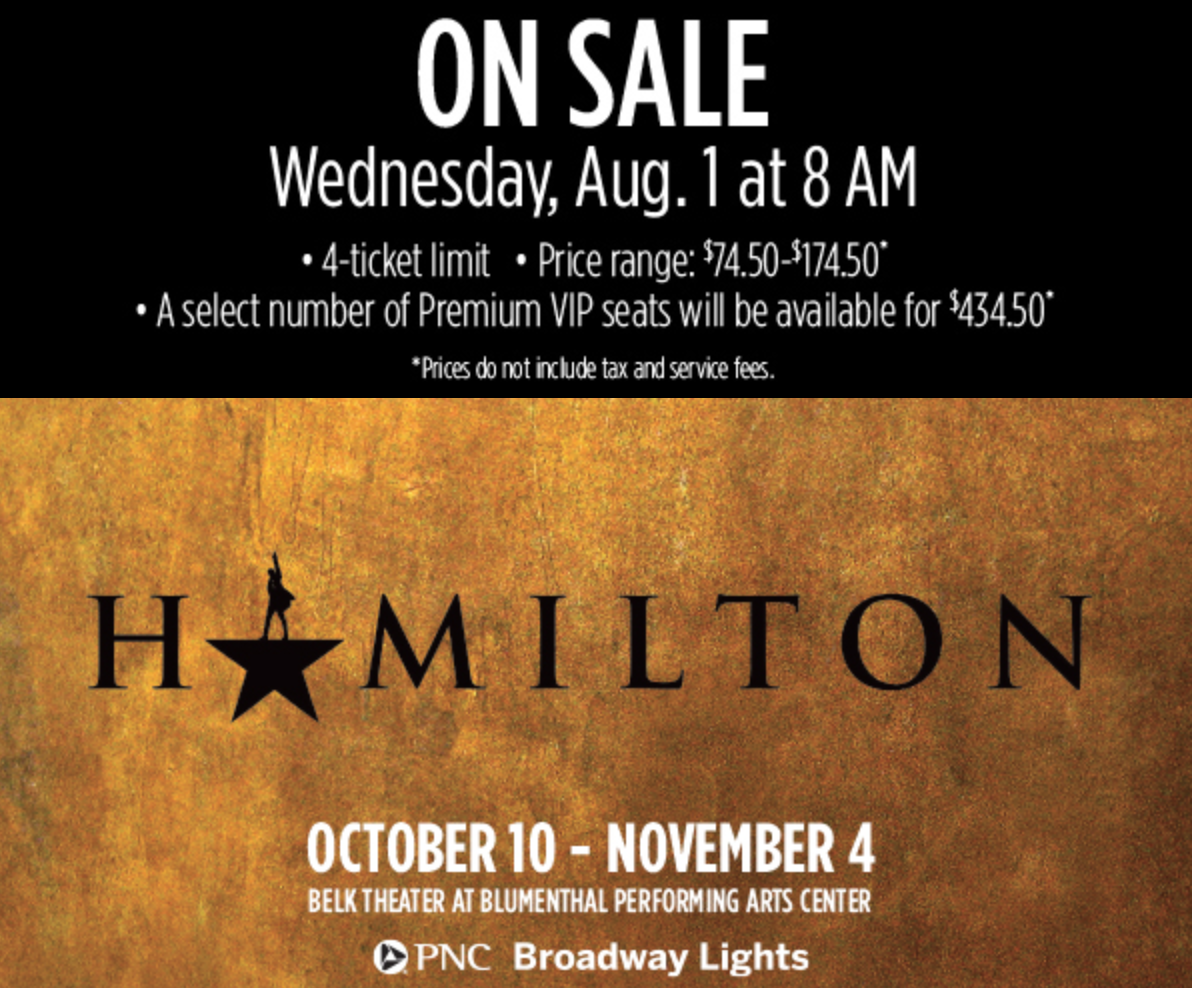 Hamilton Tickets For Charlotte Shows Go On Sale August 1st WCCB Charlotte s CW