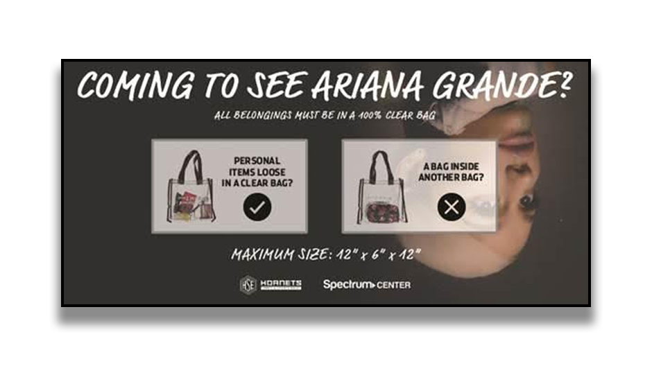 Ariana Grande concertgoers only permitted to bring clear bags into
