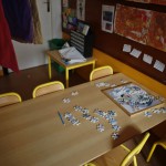 A Puzzle Sits On A Table In A Classroom At A Closed School In Paris, March 16, 2020